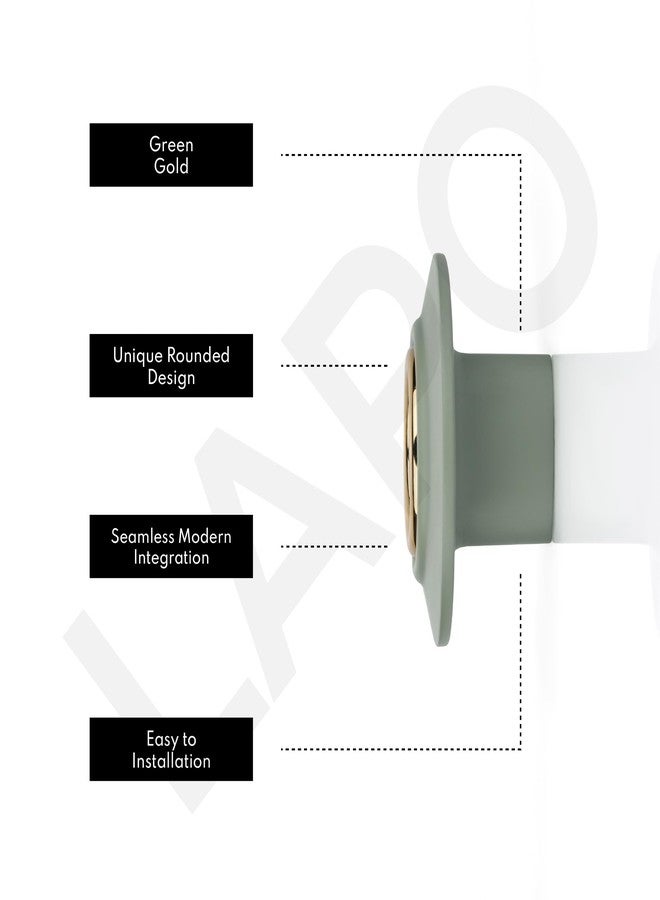 LAPO مقابض خزائن دائرية شديدة التحمل من LAPO، مقابض دفع وسحب مريحة للخزائن ووحدات الأدراج، مصنوعة من الزنك المتين، ضمان لمدة 3 سنوات (لون ذهبي أخضر، عبوة من 3 قطع) - Image 4